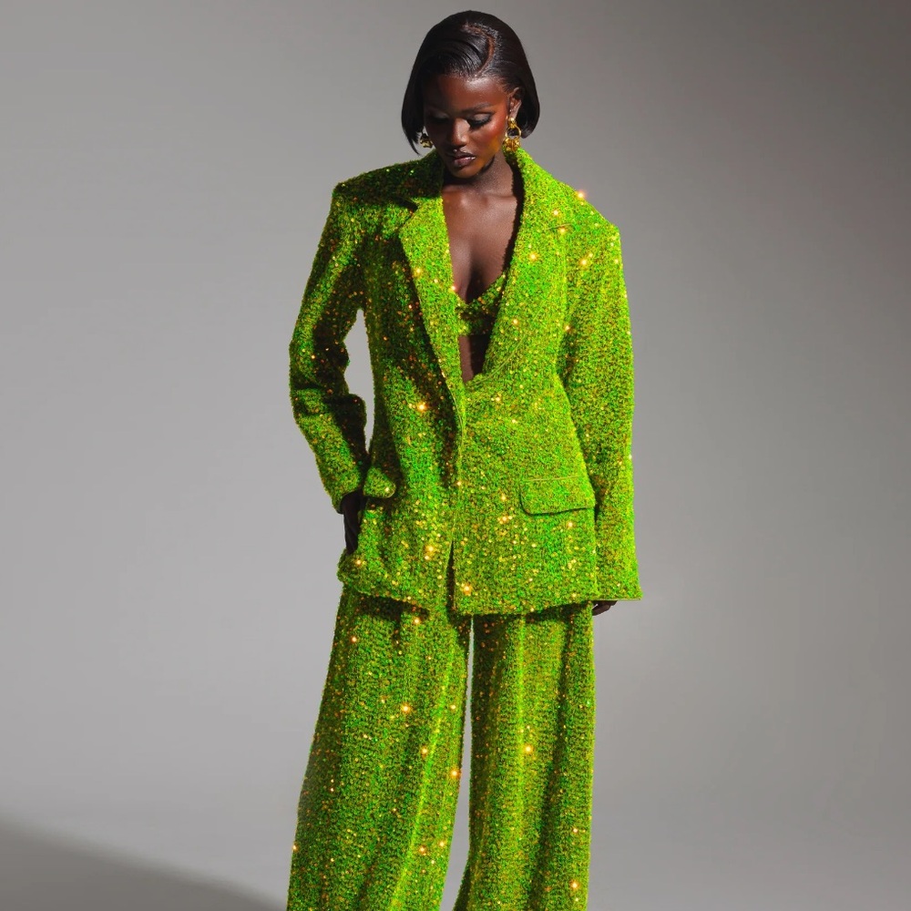 NWT Sequin & Velvet Green Women's 3 Piece Suit READ